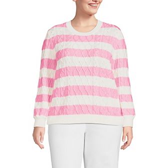 Plus Size Lands' End Aran Cable Crew Neck Sweater