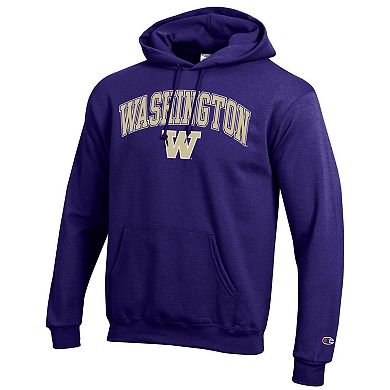 Men's Champion Purple Washington Huskies Arched Logo Fleece Pullover Hoodie