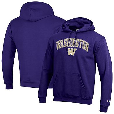 Men's Champion Purple Washington Huskies Arched Logo Fleece Pullover Hoodie
