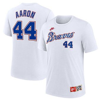 Men's Nike Hank Aaron White Atlanta Braves Cooperstown Collection Tri-Blend Name & Number T-Shirt