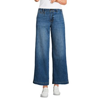 Petite Lands' End Mid Rise Wide Leg Ankle Jeans