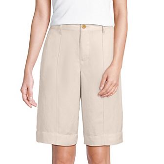 Women's Lands' End High Rise Pintuck 12 in Bermuda Shorts