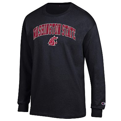 Men's Champion® Black Washington State Cougars Arch Over Logo Long Sleeve T-Shirt