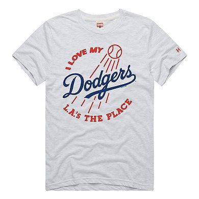 Men's Homage Ash Los Angeles Dodgers Hyper Local Tri-Blend T-Shirt