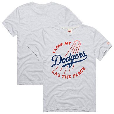 Men's Homage Ash Los Angeles Dodgers Hyper Local Tri-Blend T-Shirt