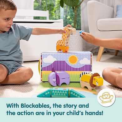 Melissa & Doug Blockables Safari Connectable Wooden Building Blocks Set