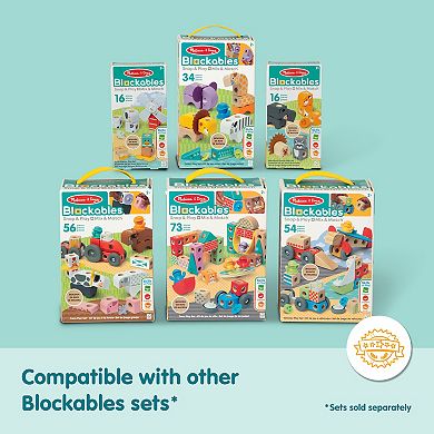 Melissa & Doug Blockables Safari Connectable Wooden Building Blocks Set