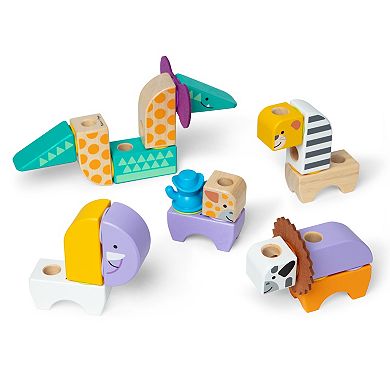 Melissa & Doug Blockables Safari Connectable Wooden Building Blocks Set