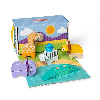 Melissa & Doug Blockables Safari Connectable Wooden Building Blocks Set
