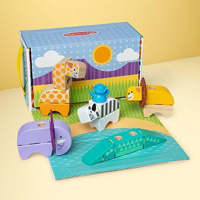 Melissa & Doug Blockables Safari Connectable Wooden Building Blocks Set