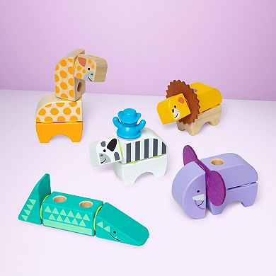 Melissa & Doug Blockables Safari Connectable Wooden Building Blocks Set