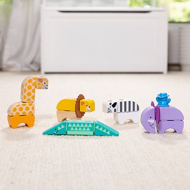 Melissa & Doug Blockables Safari Connectable Wooden Building Blocks Set