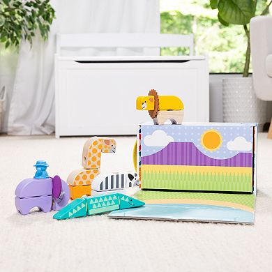 Melissa & Doug Blockables Safari Connectable Wooden Building Blocks Set
