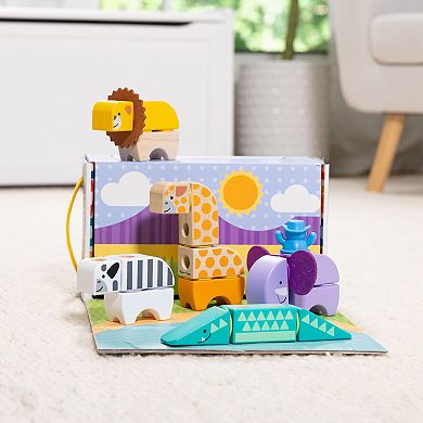 Melissa & Doug Blockables Safari Connectable Wooden Building Blocks Set