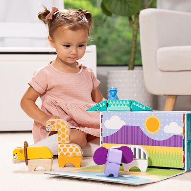 Melissa & Doug Blockables Safari Connectable Wooden Building Blocks Set