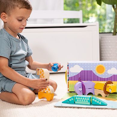 Melissa & Doug Blockables Safari Connectable Wooden Building Blocks Set