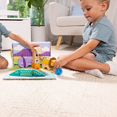 Melissa & Doug Blockables Safari Connectable Wooden Building Blocks Set