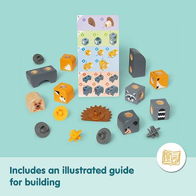 Melissa & Doug Blockables Woodland Friends Connectable Building Blocks Set