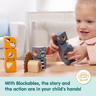 Melissa & Doug Blockables Woodland Friends Connectable Building Blocks Set