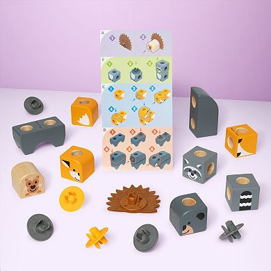 Melissa & Doug Blockables Woodland Friends Connectable Building Blocks Set