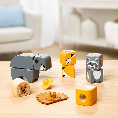 Melissa & Doug Blockables Woodland Friends Connectable Building Blocks Set