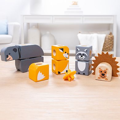 Melissa & Doug Blockables Woodland Friends Connectable Building Blocks Set