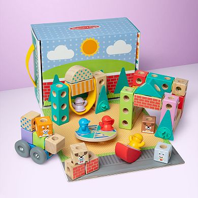 Melissa & Doug Blockables Town Snap And Play Connectable Building Blocks Set