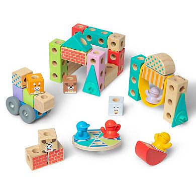 Melissa & Doug Blockables Town Snap And Play Connectable Building Blocks Set