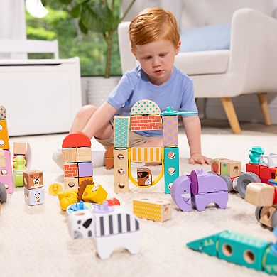 Melissa & Doug Blockables Town Snap And Play Connectable Building Blocks Set