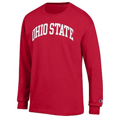 Men's Champion Scarlet Ohio State Buckeyes Basic Arch Long Sleeve T-Shirt