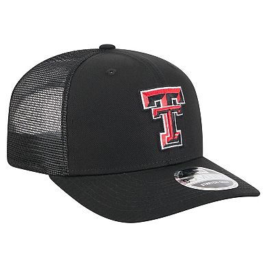 Men's New Era Black Texas Tech Red Raiders Primary 9SEVENTY Trucker Stretch-Snap Hat
