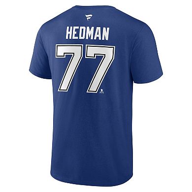 Men's Fanatics Victor Hedman Blue Tampa Bay Lightning Authentic Stack Name & Number T-Shirt