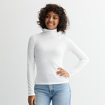 Juniors' SO® Rib Long Sleeve Mock Neck Top