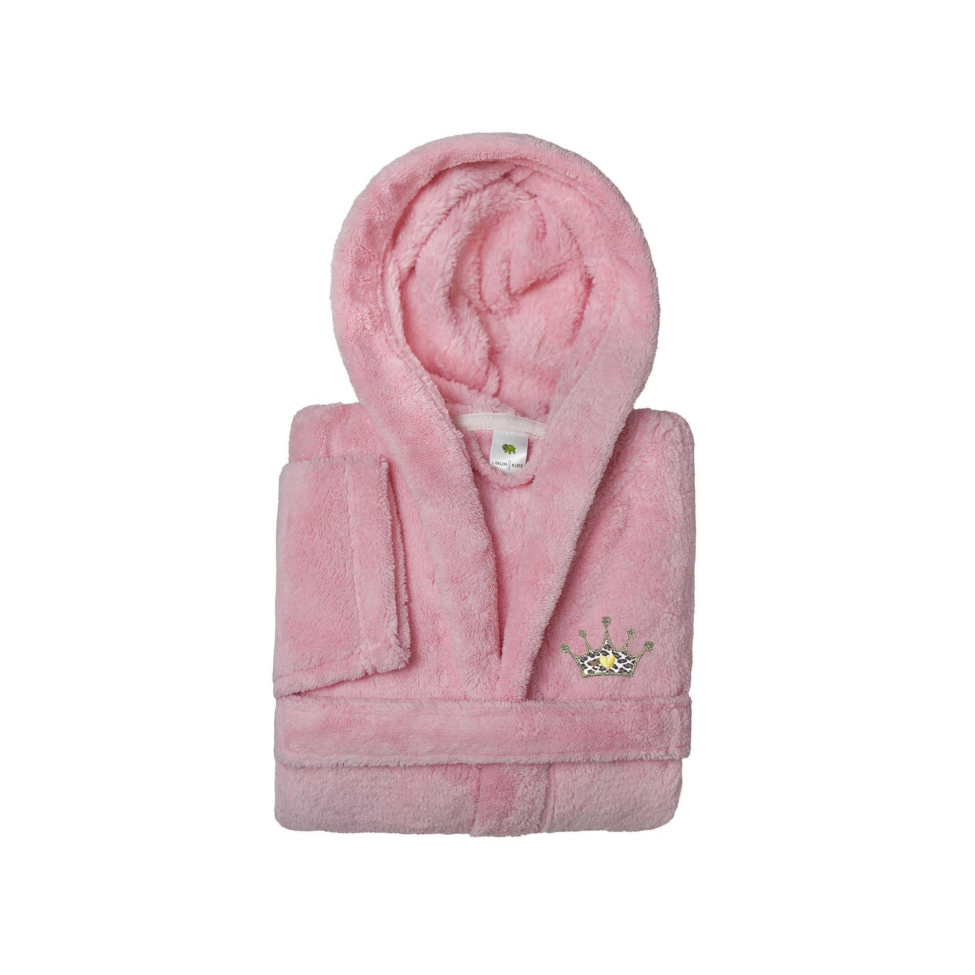 Kids Linum Home Textiles Cheetah Crown Super Plush Double Brushed Hooded Ba