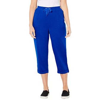 Catherines Women's Plus Size Cloud Knit French Terry Roll Tab Capri