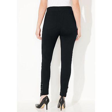 Catherines Women's Plus Size Ponte Lace-Up Legging