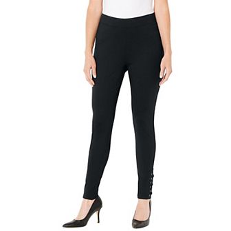 Catherines Women's Plus Size Ponte Lace-Up Legging