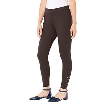 Catherines Women's Plus Size Ponte Lace-Up Legging