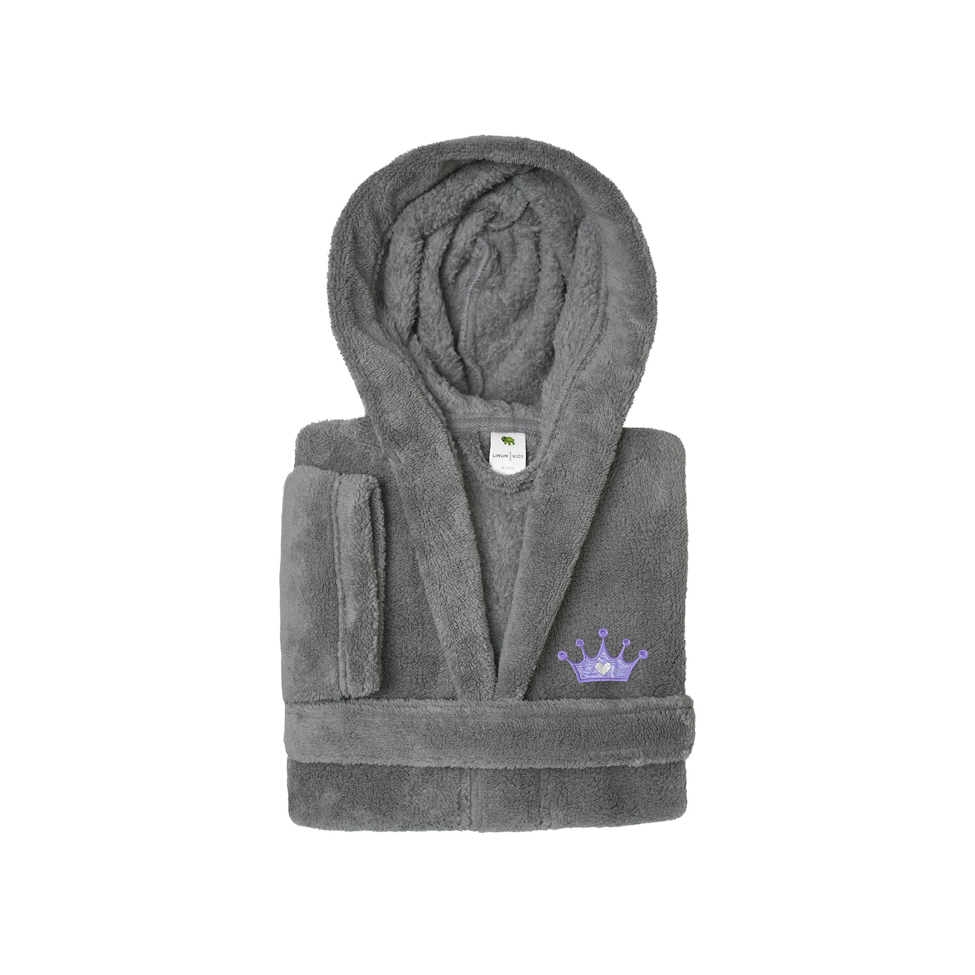 Kids Linum Home Textiles Purple Crown Super Plush Double Brushed Hooded Bat