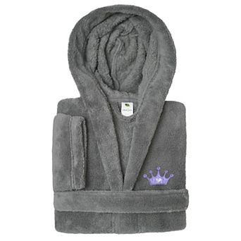Kids Linum Home Textiles Purple Crown Super Plush Double Brushed Hooded Bathrobe