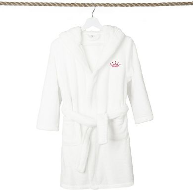 Kids Linum Home Textiles Pink Crown Super Plush Double Brushed Hooded Bathrobe