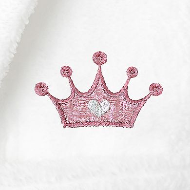 Kids Linum Home Textiles Pink Crown Super Plush Double Brushed Hooded Bathrobe