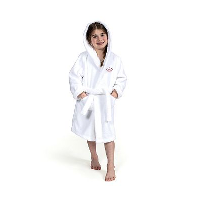 Kids Linum Home Textiles Pink Crown Super Plush Double Brushed Hooded Bathrobe