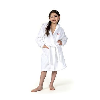 Kids Linum Home Textiles Pink Crown Super Plush Double Brushed Hooded Bathrobe