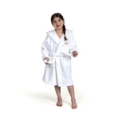 Kids Linum Home Textiles Pink Crown Super Plush Double Brushed Hooded Bathrobe