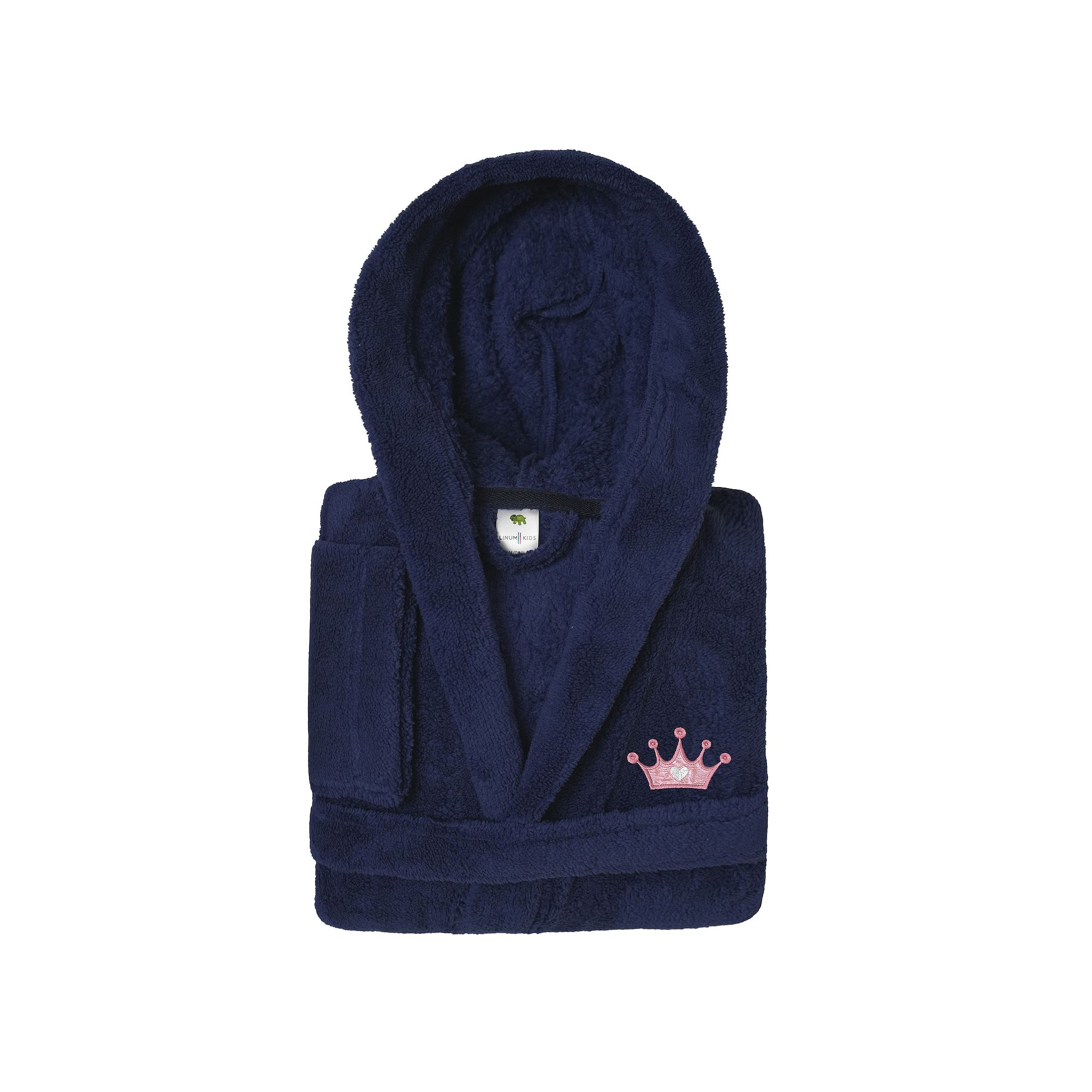 Kids Linum Home Textiles Pink Crown Super Plush Double Brushed Hooded Bathr