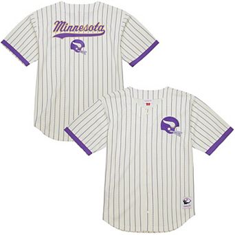 Men's�Mitchell & Ness Cream Minnesota Vikings Vintage Logo Final Seconds Full-Button Mesh Top