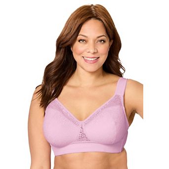 Comfort Choice Women's Plus Size Full Coverage Lace Overlay Bra