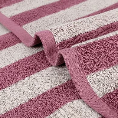 Striped Cotton Hand Towel Set, Soft Absorbent Hand Towels for Bathroom, Camping, Gym, Hotel 4 Pack