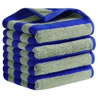 Striped Cotton Hand Towel Set, Soft Absorbent Hand Towels for Bathroom, Camping, Gym, Hotel 4 Pack